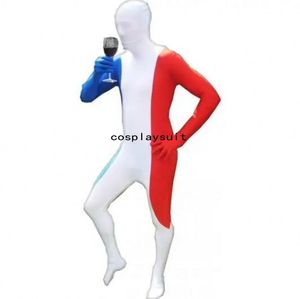 Fantaisie France Drapeau catsuit costumes body complet Robe Zentai Seconde Peau Costume Costume Combinaison Spandex