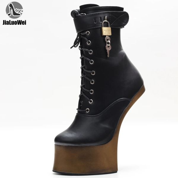 Botas de tacón altas para ponyplay, botines de plataforma, accesorios de fetiche novedad, talla 36 a 46, 7 pulgadas de altura