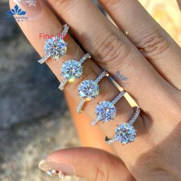 Joyería de lujo, anillo de Plata de Ley 925 personalizado, anillo de diamante de mossanita redondo de 8mm y 2 quilates, anillo de compromiso personalizado para mujer