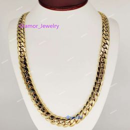 Bijoux fantaisie en or massif 10 carats 14 carats, chaîne Miami, livraison rapide, 18mm pur cubain pour hommes et femmes