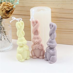 Fancy Long Ears Silicone Resin schimmel Geurende kaarsen Make Make Animal Easter Bunny Design Handmade Cake Ornament Decoration 220611