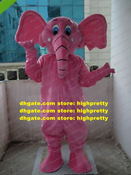 Costume de mascotte d'éléphant rose fantaisie Mascotte Elephish Elephould comme un adulte avec de grandes oreilles flabellées Blue Eyes No.962 Free Ship