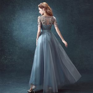 Fancy Prom Dress Robes de soirée longues Plis Tulle broderie avec paillettes Zipper Retour