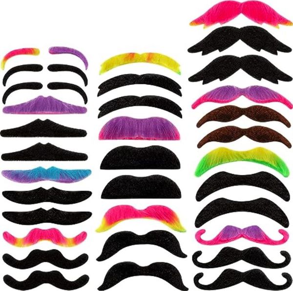 Moustaches auto-adhésives fantaisie, nouveauté, barbe, mascarade, accessoires de photographie de fête, décorations de costumes d'halloween