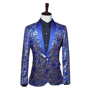 Herenpakken Blazers Fancy Sequin Sjaal Revers Mannen Pak Blazer Stage Performance Coat Singer Annual Costume Jacket Blazer1