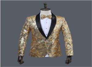 Fancy Sequins Men Suit Black Shawl Blazers Blazers Nightclub Singer Host Utilisation de vestes Bling Bling Suits avec un bouton pour 6285225