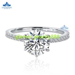 Elegante VVS1 VVS1 2CT D VVS2 925 STERLING SILVER D Color redondo Round Moissanite Diamante Vintage Anillos de compromiso de boda para mujeres