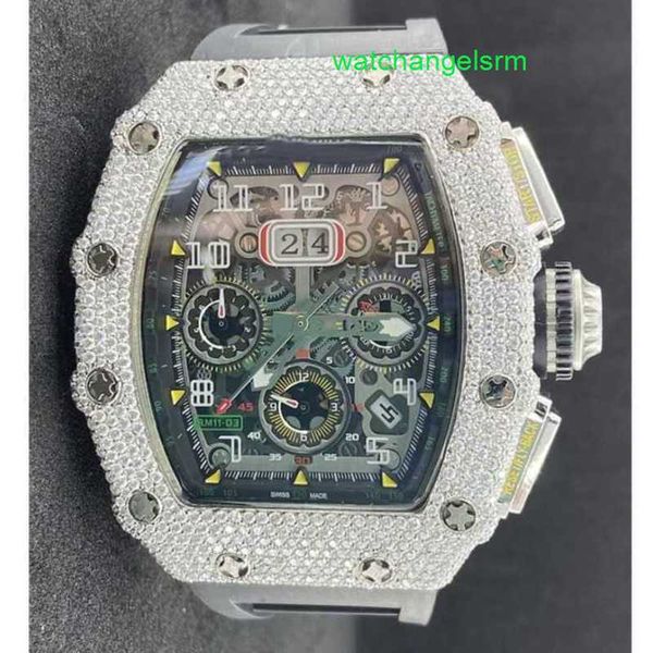 Reloj de pulsera elegante Elegance RM Reloj de pulsera RM11-03 Reloj automático de lujo para hombre con corte redondo y diamante de moissanita blanco