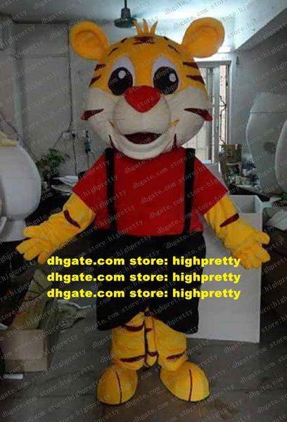 Fancy Yellow Pipi Tiger Mascot Costume Mascotte Tigerkin Tigris Regalis Adulto con grandes ojos negros Nariz roja No.3828 Envío gratis