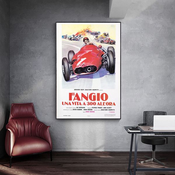 FANGIO – affiche de voiture de course, peinture sur toile imprimée, décor nordique pour la maison, tableau d'art mural pour décoration de salon, sans cadre