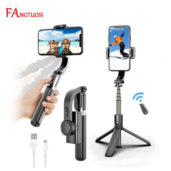 FANGTUOSI Bluetooth stabilisateur de cardan portatif téléphone portable support de bâton de Selfie réglable portable pour Smartphone Live 240111