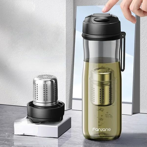 Tasse de thé magnétique Fanjane avec infuseur à thé magnétique -20 à BPA 1000 ml sport Tritan Plastic Water Bottle tasse avec filtre 240416