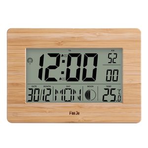 Fanju digitale wandklok LCD groot groot aantal tijd temperatuur kalender alarm tafel bureau klokken modern design office home decor 220426