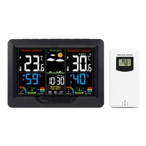 Estación meteorológica FanJu Pantalla de color Reloj digital Barómetro Termómetro Higrómetro Sensor exterior con tendencia Riesgo de moho FJ3383C 210719