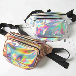 Fanny Packs Laser Women's Taille Street Trend Gepersonaliseerde kleurrijke sport enkele schouder messenger borsttas 220627