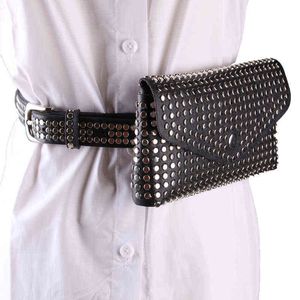 Fanny Packs Rivet Taille Bag Dames Personaliseerde mobiele telefoon Punk Style Ins Small Square Purse 220627