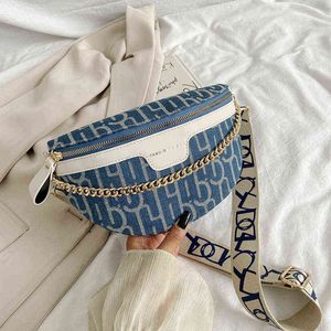 Fanny packs sac de poitrine de loisirs pour femmes Ins sac de messager à bandoulière unique en Denim à la mode sac de taille polyvalent 220627