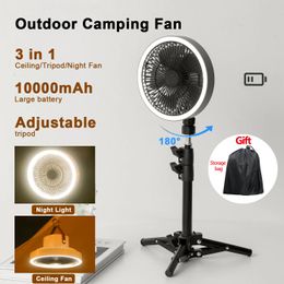 Ventilateurs 10000mah ventilateur Portable Rechargeable Ventilador Usb Rotation automatique ventilateurs debout support refroidisseur bureau plafond pour Camping en plein air