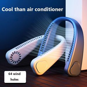 Fans 2022 Nieuwe Mini Halsventilator Draagbare Bladeless Opknoping Hals Oplaadbare Luchtkoeler 3 Speed Mini Zomer Sportfans