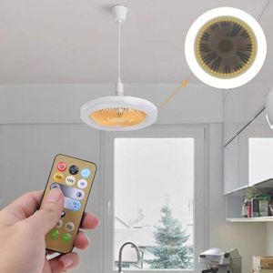 Fans 26 cm ronde afstandsbediening plafondventilator met E27 30W LED -lamp 1/2/4 uur timer hangende ventilator thuiskamer kantoor luchtkoelventilator licht