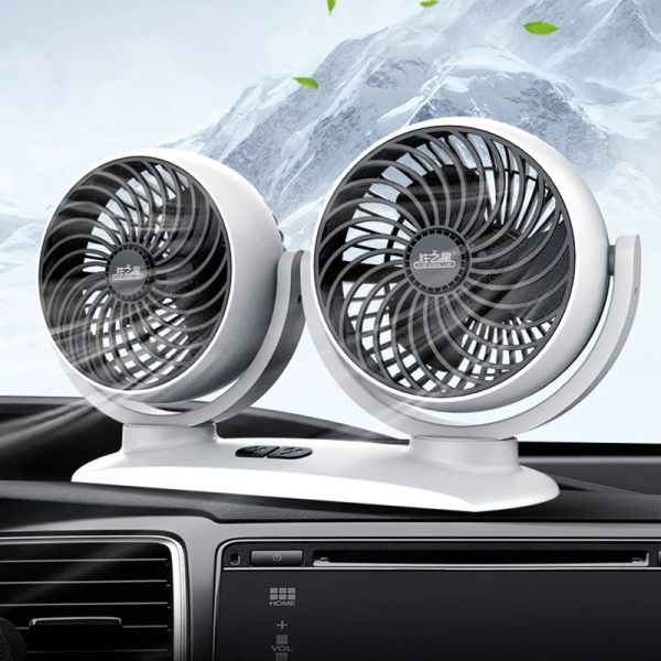 Ventiladores 3 engranajes Mini ventilador de refrigeración del coche Ventilador eléctrico automático portátil Cool USB 12V Ventilador de doble cabezal para el circulador de aire de escritorio del hogar del coche