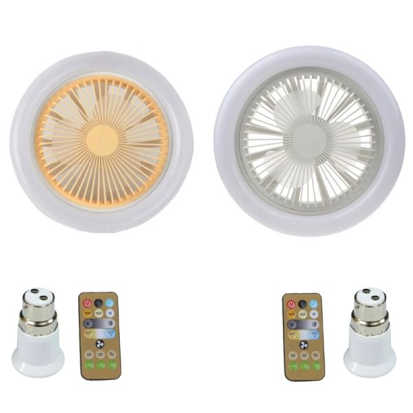 Ventilateurs 30W E27 ventilateur de plafond avec B22 à E27 lampe ampoule douille convertisseur de base pour la maison chambre cuisine LED ventilateur de refroidissement lampe