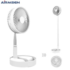 Ventilateurs Airmsen Ventilateur de sol Portable Mini ventilateur de bureau télescopique pliant USB rechargeable 3 vitesses ventilateur silencieux pour bureau de lit dortoir