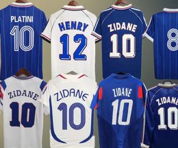 Francia camisetas de fútbol retro 1982 84 86 88 90 96 98 00 02 04 06 ZIDANE HENRY MAILLOT DE FOOT POGBA camiseta de fútbol REZEGUET DESAILLY club francés Classic Vintage Jersey8888