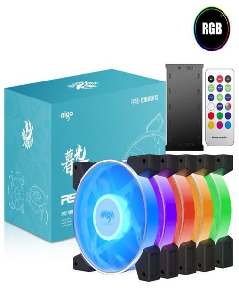 Fans Coolings Aigo 4pin12v Aura Sync RVB Fan Pack 120mm LED Pc Ordinateur De Bureau Boîtier Silencieux CPU Refroidisseur De Refroidissement Dissipateur De Chaleur Controlle6287716