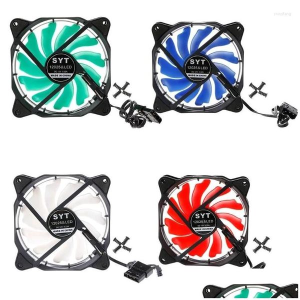 Ventilateurs Refroidissements Ordinateur pour boîtier 120 mm LED Rouge Bleu Vert CPU Ventilateur de refroidissement 1 Dropship Drop Delivery Ordinateurs Composants de réseau Otteu