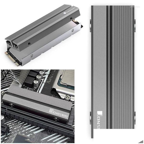 Fans Refrigeraciones Computadora M.2 2280 Nvme Ssd Radiador Disipador de calor de aluminio con 2 x Almohadilla térmica Enfriador Disipador de calor Almohadillas de enfriamiento para unidad Drop Otmxh