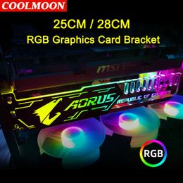 Fans Coolings Coolmoon RGB LED Support de carte graphique 25cm / 28cm 5V Petit support GPU 4PIN Support VGA pour châssis d'ordinateur Accessoire PC