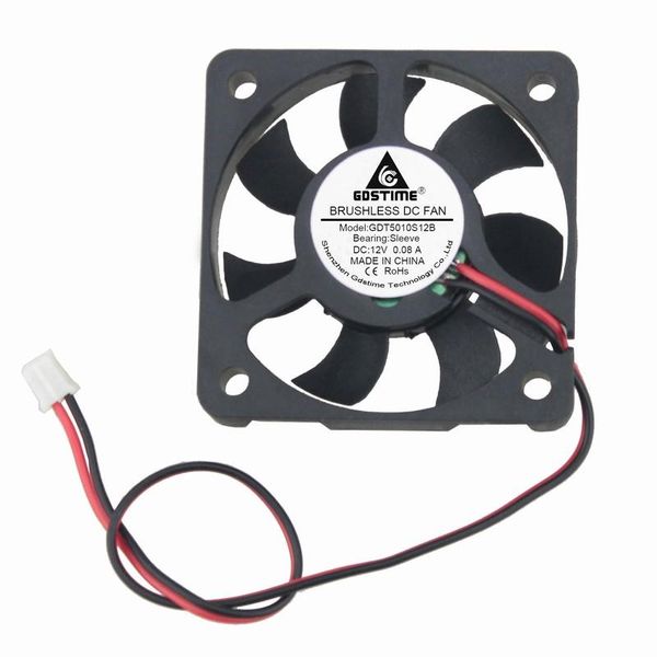 Ventilateurs Refroidissements Gdstime 1 pièce 50mm X 10mm DC 12V 2.0 2Pin 5cm Ventilateur de refroidissement PC sans balai 50x50x10mm Radiateur de boîtier d'ordinateur 5010 7 BladesFans