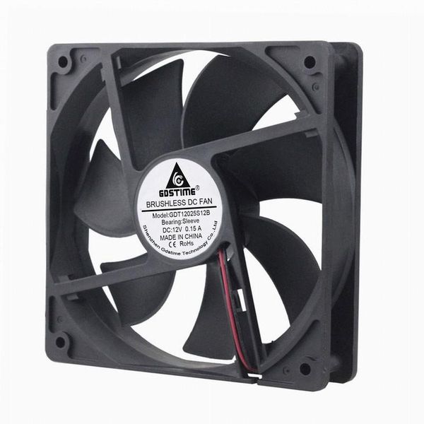 Ventiladores Refrigeraciones Pcs Gdstime 2Pin 2-Wire 120mm 25mm DC 12V Enfriador de flujo axial sin escobillas Ventilador de enfriamiento de PC X 2000RPM 0.15A 12025Fans