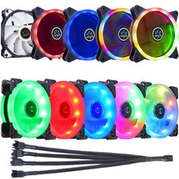 Fans Coolings RGB LED PWM 4 PIN 9CM / 12CM Ventilateur de boîtier d'ordinateur silencieux 90MM / 120MM CPU Refroidissement Silencieux 12V DC avec répartiteur de câble d'alimentation 230923