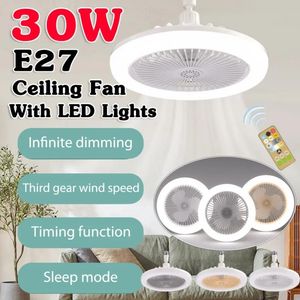 Fans E27 plafondventilator met verlichting LED-ventilatorlicht Plafondlamp met ventilator Elektrische ventilator met afstandsbediening voor slaapkamer woonkamer decor