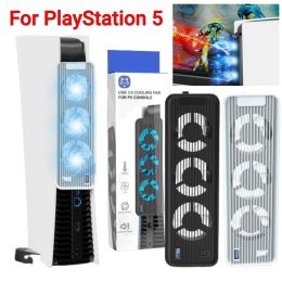 Fans voor PS5 Console Externe hostkoelventilator met LED -lichtkoelsysteem stille koelere fan voor PlayStation 5 Discdigital Edition