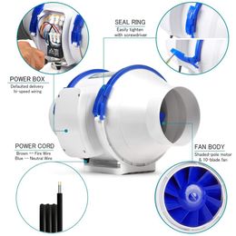 Fans Honguan 4 6 8 inch stille inline ductventilator 220V uitlaatventilatie Outlet Air Extractor Hood Fan voor badkamer toilet keuken