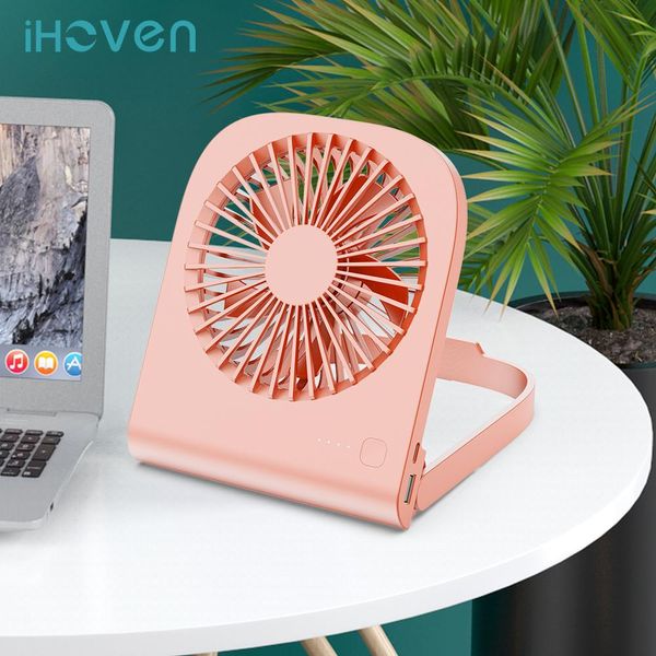 Fans iHoven Ventilateur de table portable USB rechargeable avec batterie externe 4800 mAh Mini ventilateur de bureau réglable à 180 ° pour gadgets de bureau à la maison