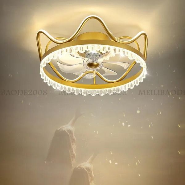 Fans Luxury invisible Crown Cecho LED LEAD Lámpara de cristal Lámparas nórdicas Modernas luces colgantes acrílicas simples para vida Estudio de vida