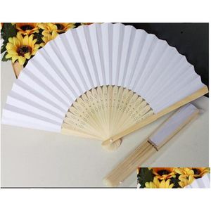 In-Stock White Bridal Fans - Hollow Bamboo Handled Wedding Parasols for Party & Event Decor