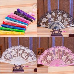 Ventilateurs Parasols Fleur Main De Mariée Vintage Creux Bambou Poignée Accessoires De Mariage Cadeau Drop Delivery Party Events Dhqfn