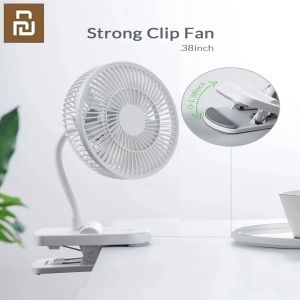 Ventilateurs PK Xiaomi USB Clip Fan Ventilateur portable avec clip silencieux à 4 vitesses sur mini ventilateur de bureau rotatif à 360 ° alimenté par batterie blanc