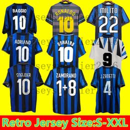 InterS MilanS Retro voetbalshirts RONALDO CRESPO ADRIANO 1997 98 99 00 01 02 03 04 05 07 08 09 2010 finale MILITO SNEIJDER J.ZANETTI Eto'o vintage klassiek voetbalshirt