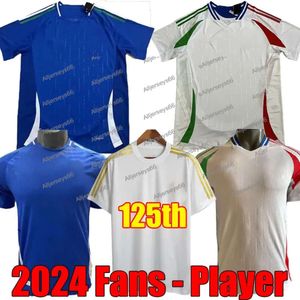 Fans Player 2024 Italia Euro Cup Soccer Jerseys Chiesa Barella Belotti Zaniolo Raspadori Jorginho Verratti 125 Aniversario Camiseta de fútbol Maglie