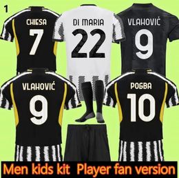 Fans Player Soccer Jerseys 2023 2024 MILIK DI MARIA VLAHOVIC KEAN CHIESA McKENNIE LOCATELLI maillots 22 23 24 Kits hommes enfants unifor Juventus 3XL 4XL JJ 3.26