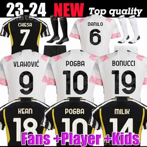 2023 2024 Fans Player Soccer Jerseys Home Away MILIK DI MARIA VLAHOVIC KEAN POGBA CHIESA McKENNIE BREMER LOCATELLI MILIK top maillots Kits hommes et enfants unifor DANILO