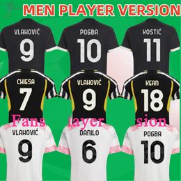 Fans Player Soccer Jerseys 22 23 24 Home Away MILIK DI MARIA VLAHOVIC KEAN POGBA CHIESA McKENNIE LOCATELLI Maillot de football 2023 2024 Kits hommes et JUvEntUs