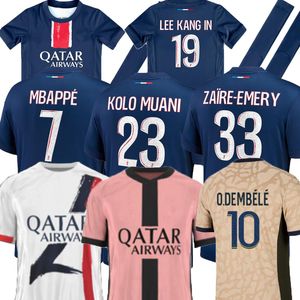 2024 Jerseys de fútbol Mbappe Año Nuevo Chino Hakimi G.RAMOS Camisa de fútbol 23 24 Home Away Third 4th Fan Player Version Kits Kids Kit Lee Kang en Minhw Korean Nameset