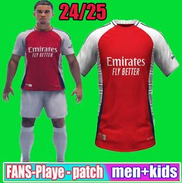 Version des ventilateurs Smith Rowe Rice Soccer Jerseys Havertz G. Jesus Saka 2024 2025 Odegaard Martinelli Saliba Arsen 23 24 Football Shirt All Men Kit Kids 3xl 4xl